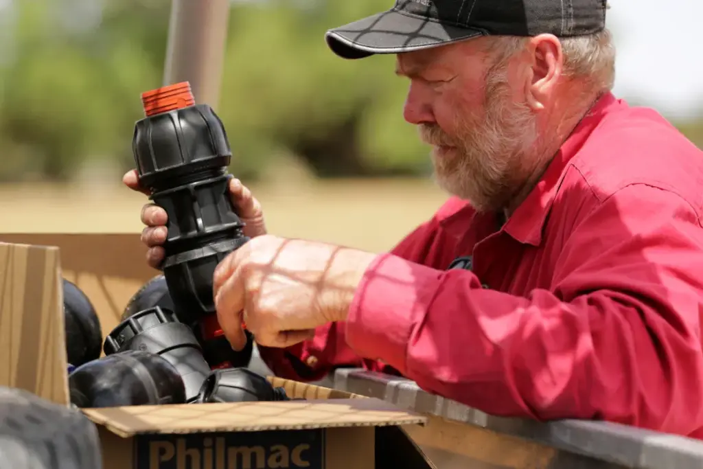 Philmac Rural Compression Fittings training module showing fittings for Rural Class B poly pipe